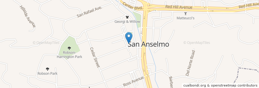 Mapa de ubicacion de San Anselmo Public Library en Verenigde Staten, Californië, Marin County, San Anselmo.