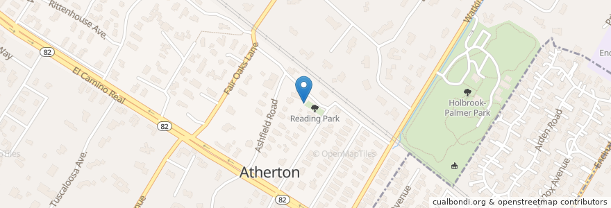 Mapa de ubicacion de Atherton Branch San Mateo County Library en United States, California, San Mateo County, Atherton.