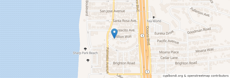 Mapa de ubicacion de Pacifica Sharp Park Library en United States, California, San Mateo County, Pacifica.
