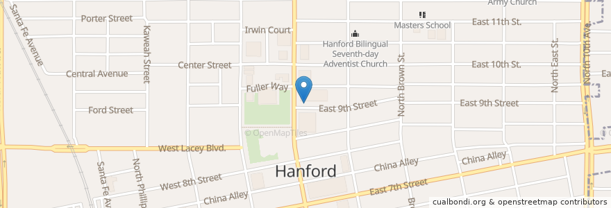 Mapa de ubicacion de Hanford Branch Kings County Library en Estados Unidos De América, California, Kings County, Hanford.