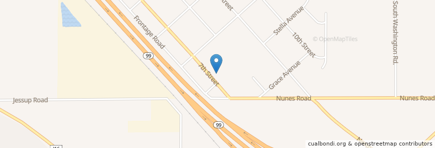 Mapa de ubicacion de Keyes Branch Stanislaus County Free Library en Vereinigte Staaten Von Amerika, Kalifornien, Stanislaus County.