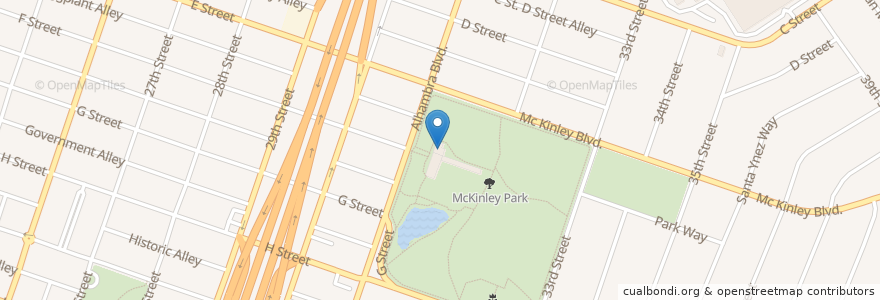 Mapa de ubicacion de McKinley Neighborhood Library en アメリカ合衆国, カリフォルニア州, Sacramento County, Sacramento.