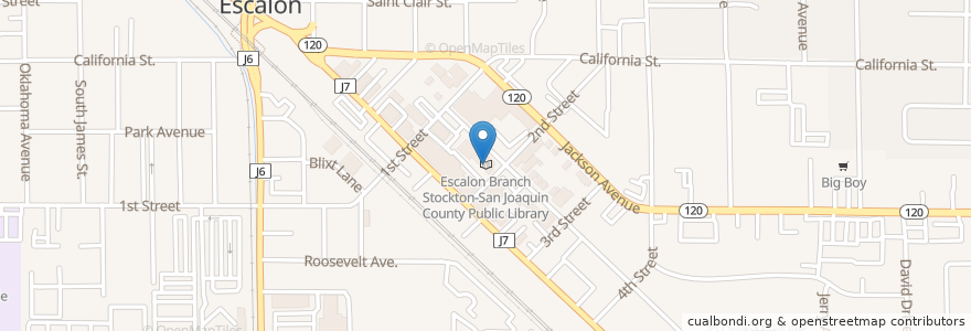 Mapa de ubicacion de Escalon Branch Stockton-San Joaquin County Public Library en United States, California, San Joaquin County, Escalon.