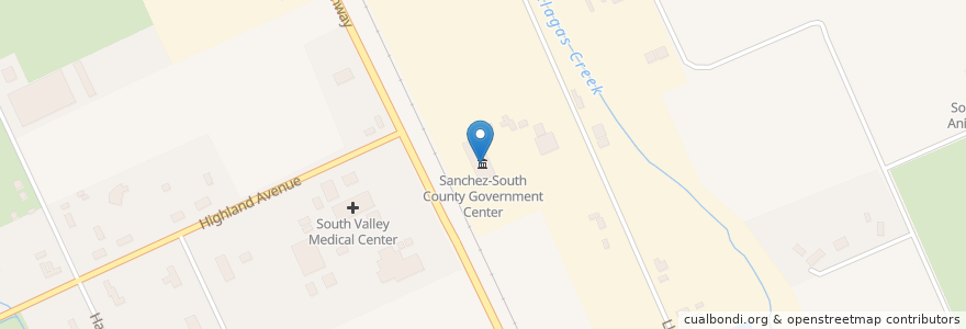 Mapa de ubicacion de Sanchez-South County Government Center en United States, California, Santa Clara County.
