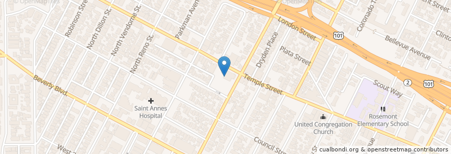 Mapa de ubicacion de Rampart Community Police Station en United States, California, Los Angeles County, Los Angeles.