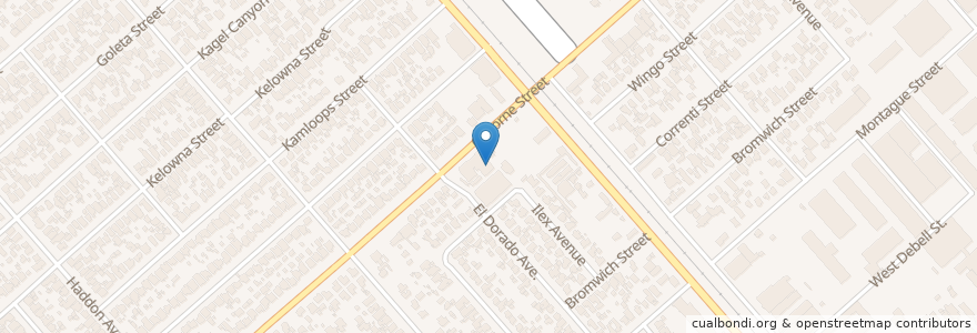 Mapa de ubicacion de Foothill Community Police Station en 미국, 캘리포니아주, Los Angeles County, 로스앤젤레스.