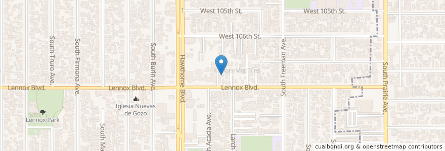 Mapa de ubicacion de Lennox Sheriffs Station en Estados Unidos Da América, Califórnia, Los Angeles County, Inglewood.