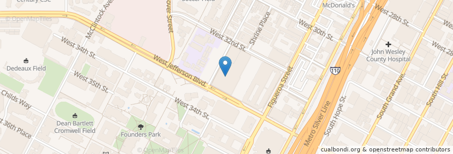 Mapa de ubicacion de Shrine Auditorium en Stati Uniti D'America, California, Los Angeles County, Los Angeles.