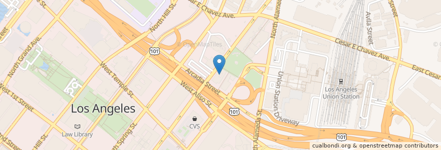 Mapa de ubicacion de Merced Theatre en アメリカ合衆国, カリフォルニア州, Los Angeles County, ロサンゼルス.