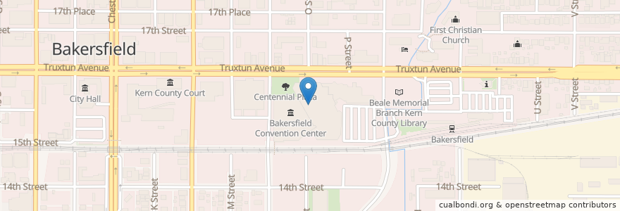 Mapa de ubicacion de Bakersfield Civic Auditorium en United States, California, Kern County, Bakersfield.