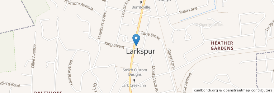Mapa de ubicacion de Larkspur City Hall en 미국, 캘리포니아주, Marin County, Larkspur.