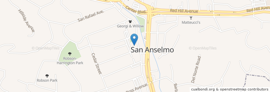 Mapa de ubicacion de San Anselmo Town Hall en United States, California, Marin County, San Anselmo.