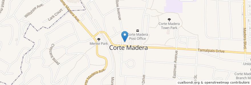 Mapa de ubicacion de Corte Madera Town Hall en United States, California, Marin County, Corte Madera.