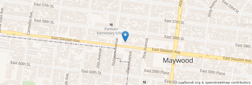 Mapa de ubicacion de Maywood City Hall en 미국, 캘리포니아주, Los Angeles County, Vernon, Maywood.