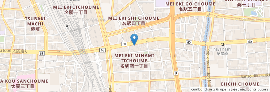 Mapa de ubicacion de 金の蔵 en 日本, 爱知县, 名古屋市, 中村区.