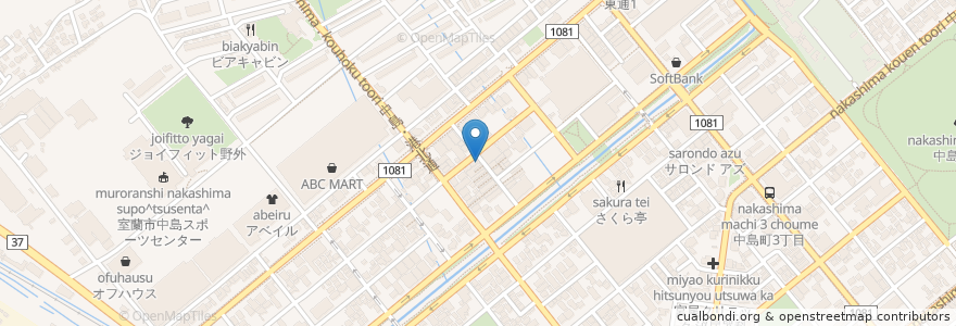 Mapa de ubicacion de やきとり今昔 en اليابان, محافظة هوكايدو, 胆振総合振興局, 室蘭市.