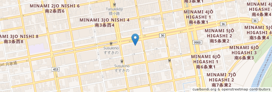 Mapa de ubicacion de マリアカラス en Japonya, 北海道, 石狩振興局, 札幌市, 中央区.