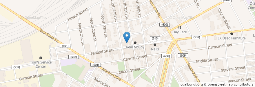 Mapa de ubicacion de Lee's Breakfast & Lunch en アメリカ合衆国, ニュージャージー州, Camden County, Camden.