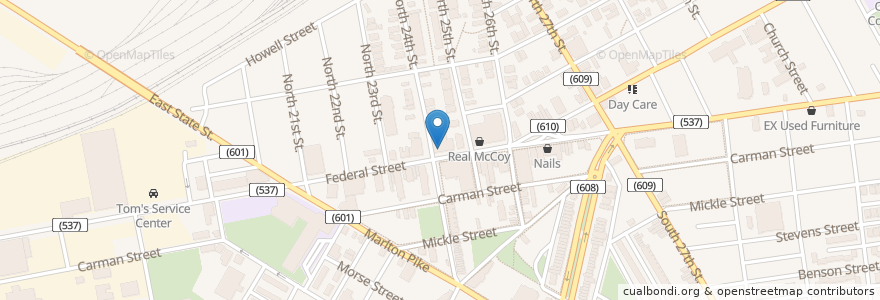 Mapa de ubicacion de Su Casa Quetzal en アメリカ合衆国, ニュージャージー州, Camden County, Camden.