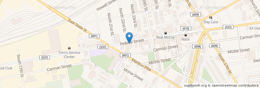 Mapa de ubicacion de Jaritza Restaurant en Amerika Syarikat, New Jersey, Camden County, Camden.