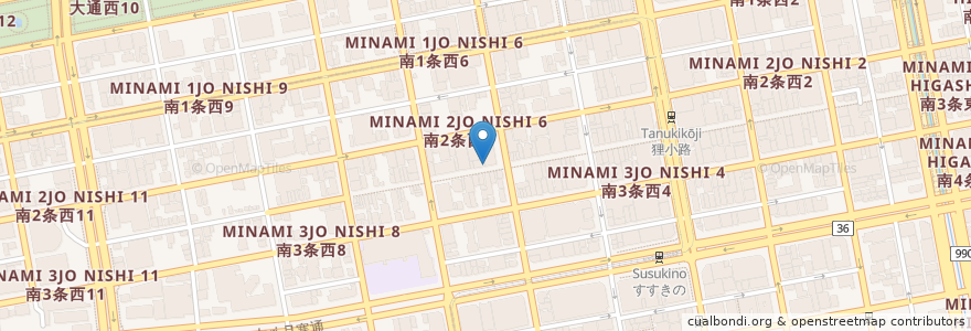Mapa de ubicacion de BAR espana CARNE en Japon, Préfecture De Hokkaidō, 石狩振興局, 札幌市, 中央区.