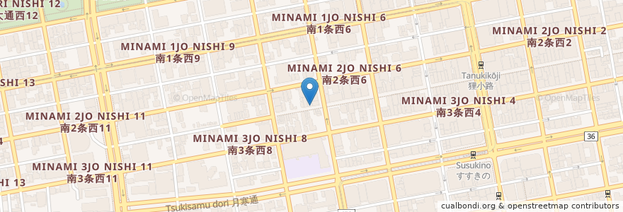 Mapa de ubicacion de ジンギスカン ヤマダモンゴル en Japonya, 北海道, 石狩振興局, 札幌市, 中央区.
