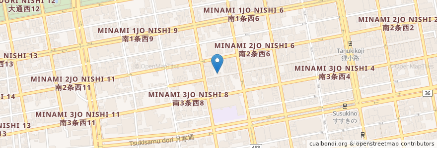 Mapa de ubicacion de Cider And Beer Karahana en Japonya, 北海道, 石狩振興局, 札幌市, 中央区.
