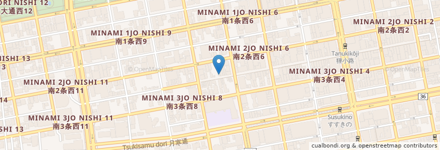 Mapa de ubicacion de 串焼き居酒屋 炭おやじ en Japão, 北海道, 石狩振興局, Sapporo, 中央区.