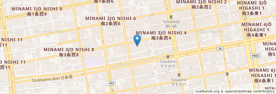 Mapa de ubicacion de MIRAIST cafe en اليابان, محافظة هوكايدو, 石狩振興局, 札幌市, 中央区.