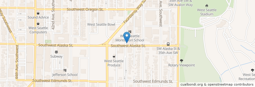Mapa de ubicacion de Chaco Canyon Organic Café en アメリカ合衆国, ワシントン州, King County, Seattle.