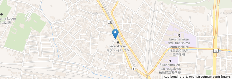 Mapa de ubicacion de コスモ調剤薬局 en 일본, 후쿠시마현, 福島市.