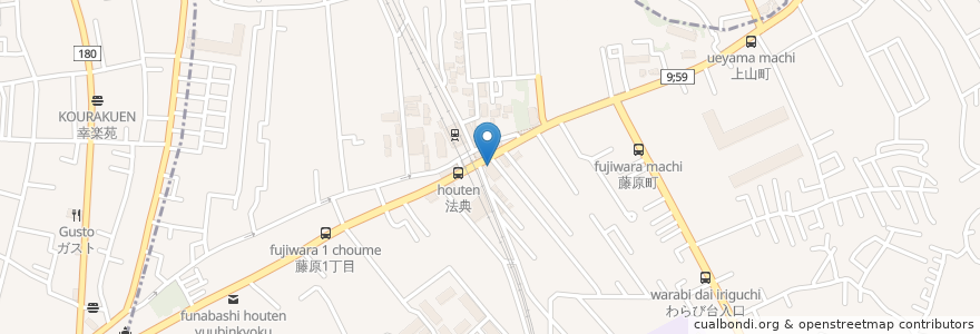 Mapa de ubicacion de くすりの福太郎　船橋法典店 en Japan, Chiba Prefecture, Ichikawa, Funabashi.