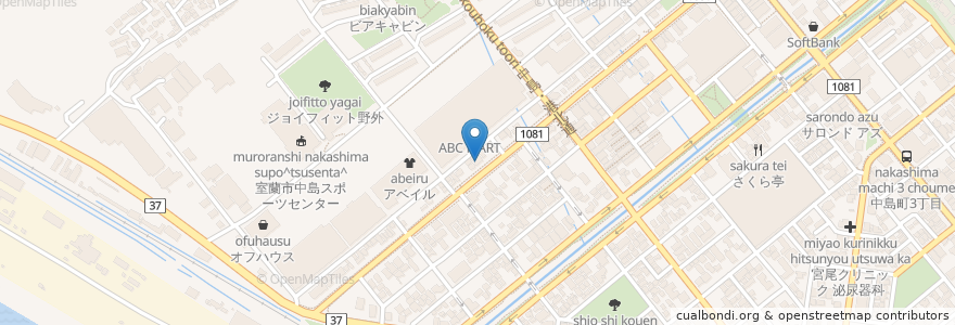 Mapa de ubicacion de つぼ八 en 일본, 홋카이도, 胆振総合振興局, 室蘭市.