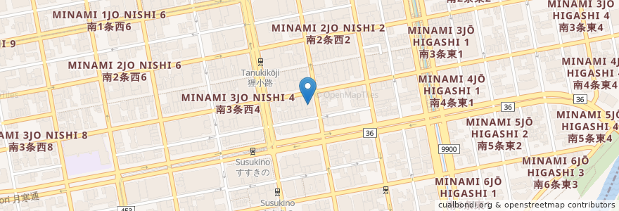 Mapa de ubicacion de おばんざい楓 en Japón, Prefectura De Hokkaidō, 石狩振興局, Sapporo, 中央区.