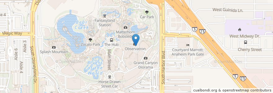 Mapa de ubicacion de Popcorn Tomorrowland en Vereinigte Staaten Von Amerika, Kalifornien, Orange County, Anaheim.