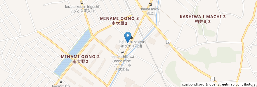 Mapa de ubicacion de 大野飯店 en Jepun, 千葉県, 市川市.