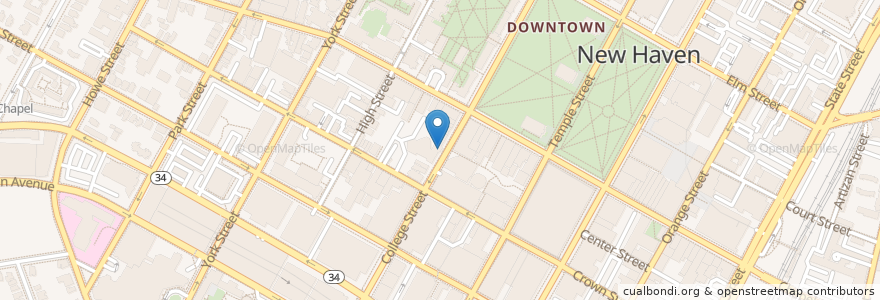 Mapa de ubicacion de College Street Music Hall en 미국, 코네티컷, New Haven County, New Haven.