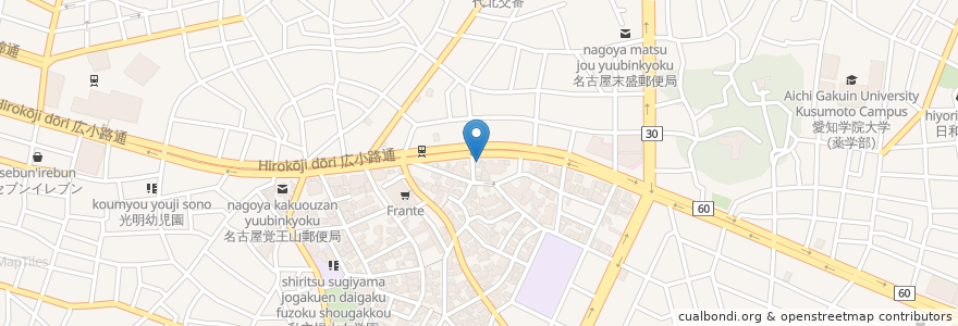 Mapa de ubicacion de けい動物医療センター en 日本, 愛知県, 名古屋市, 千種区.