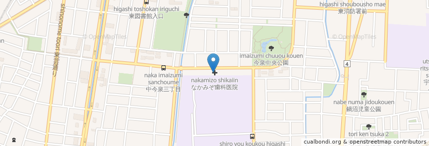 Mapa de ubicacion de なかみぞ歯科医院 en اليابان, 栃木県, 宇都宮市.