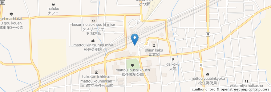 Mapa de ubicacion de 食堂あひる en Japonya, 石川県, 白山市.