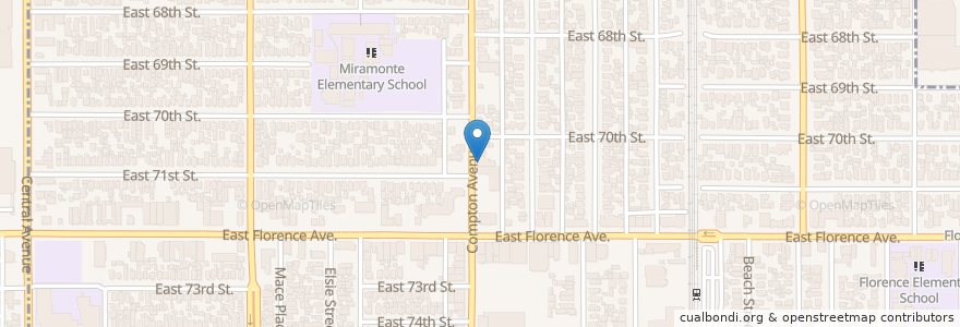 Mapa de ubicacion de Pilgrim's Hope Baptist Church en アメリカ合衆国, カリフォルニア州, Los Angeles County.