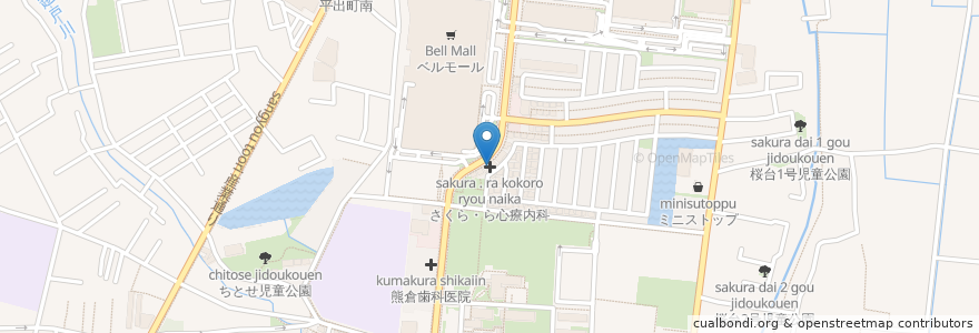 Mapa de ubicacion de さくら・ら心療内科 en 日本, 栃木県, 宇都宮市.