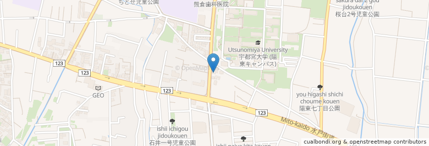 Mapa de ubicacion de 宇都宮岡台郵便局 en اليابان, 栃木県, 宇都宮市.