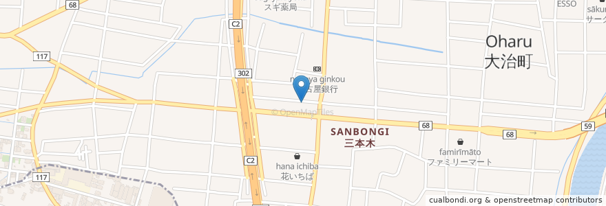 Mapa de ubicacion de いっしん en 日本, 愛知県, 海部郡, 大治町.