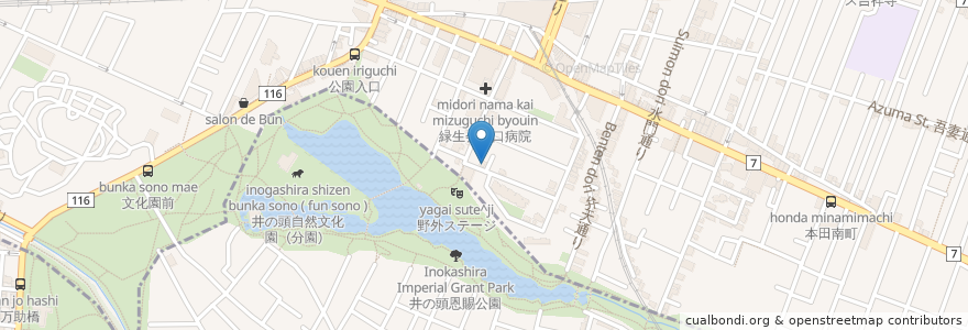 Mapa de ubicacion de 茶廊 万亭 en 日本, 東京都, 武蔵野市.