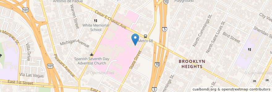 Mapa de ubicacion de White Memorial S.D.A. Church Food Pantry en Vereinigte Staaten Von Amerika, Kalifornien, Los Angeles County, Los Angeles.