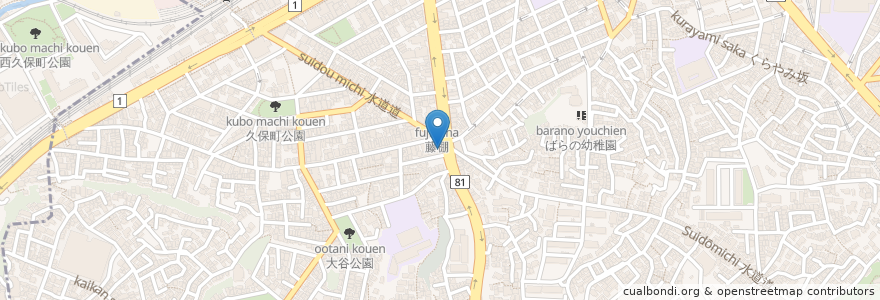 Mapa de ubicacion de 横浜銀行 藤棚支店 en Japan, Kanagawa Prefecture, Yokohama, Nishi Ward.
