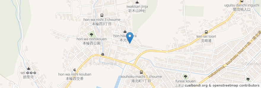 Mapa de ubicacion de 港北保育所 en Jepun, 北海道, 胆振総合振興局, 室蘭市.