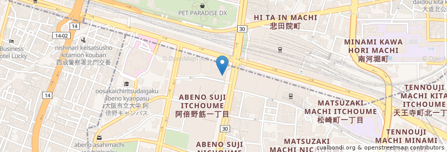 Mapa de ubicacion de サンマルクカフェ en Japonya, 大阪府, 大阪市, 阿倍野区.
