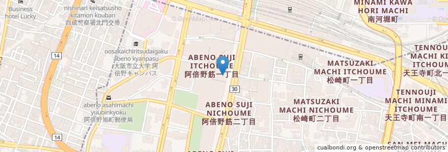 Mapa de ubicacion de 川上歯科 en Giappone, Prefettura Di Osaka, 大阪市, 阿倍野区.